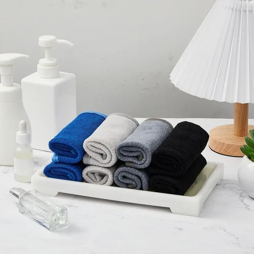 Miniatura 7 de Juexica 8 paños exfoliantes para hombre, paño rústico de doble cara de baño de 9.8 x 9.8 pulgadas, toalla de ducha exfoliante para cuerpo y cara