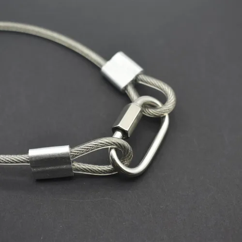 Miniatura 7 de 5 piezas de cable de acero inoxidable recubierto de vinilo de 4 mm, 24 pulgadas con asas, cordón de cuerda de alambre corto, candado de seguridad
