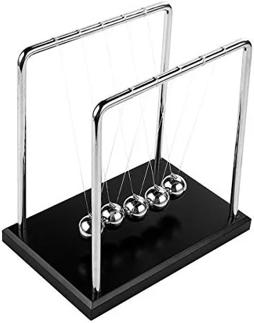 Miniatura 5 de Newton's Cradle Art in Motion, bolas de equilibrio de 7 1/4 pulgadas, base de madera negra