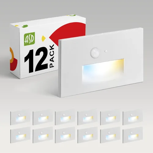 Miniatura 29 de ASD LED Luminaria de Escalera Empotrada, Iluminación de Pasada al Aire Libre del Atardecer al Amanecer 3CCT, Sensor de Movimiento, Fotocélula