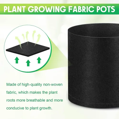 Miniatura 4 de Nuanchu 50 paquetes de bolsas de cultivo, macetas pequeñas de tela de aireación, bolsas de jardín no tejidas, macetas de cultivo con 50 etiquetas