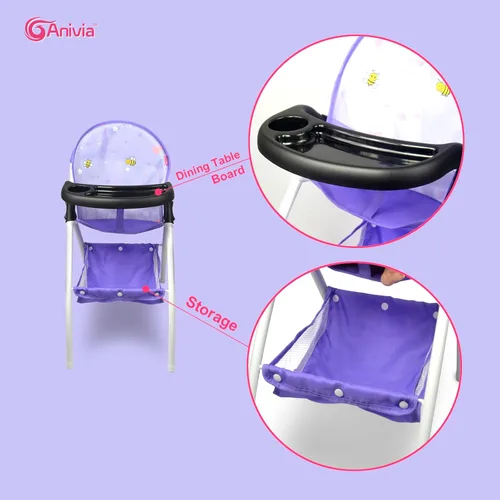 Miniatura 7 de Anivia Silla alta de muñeca de bebé, silla alta de juguete para muñeca (DH010A morado)