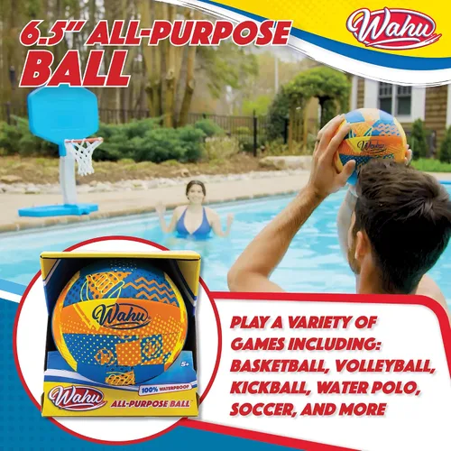 Miniatura 3 de Wahu 100% Waterproof All-Purpose Pool Ball for Beach Volleyball, Soccer, and More, 6.5" Round Water Ball for Beach and Pool Sports Games Naranja