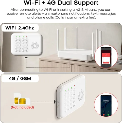 Miniatura 3 de PGST Sistema de alarma para el hogar, sistema de alarma para seguridad en el hogar, control remoto inalámbrico WiFi, aplicación de alerta, sensor