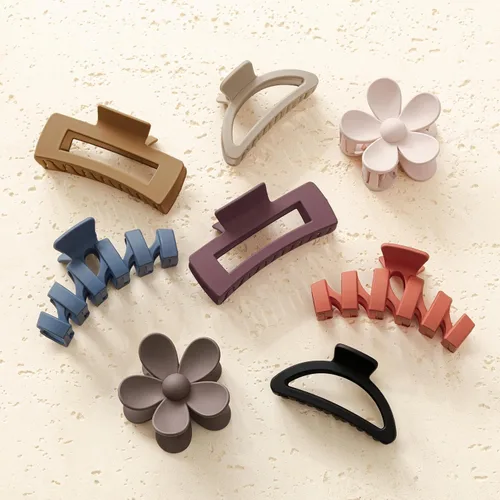 Miniatura 30 de Sunolga 8 pinzas para cabello para mujer, pinzas de garra con forma de flor para cabello grueso, accesorios para cabello antideslizantes