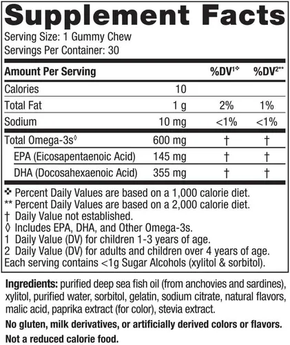 Miniatura 2 de Nordic Naturals Zero Sugar - Gomitas masticables de DHA para niños, Tropical Punch, 30 gomitas masticables para niños, 600 mg de omega-3 totales