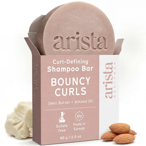 Barra de champú con cabello rizado, aceite de almendras dulces, polvo de fruta Reetha y manteca de karité, hidratante para cabello rizado, tamaño de