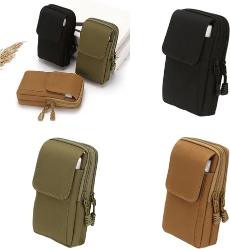 Miniatura 2 de Bolsas verticales para teléfono con cinturón de tela Oxford para hombre, bolsa de almacenamiento con múltiples compartimentos, para viajes casuales