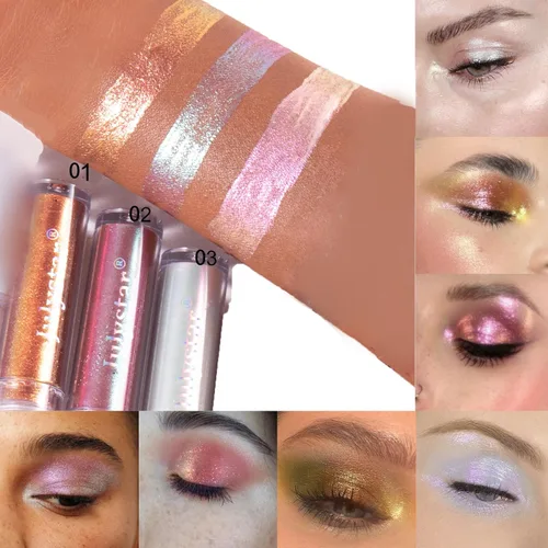Miniatura 6 de Grospe Sombra de ojos líquida con purpurina, holográfica vibrante que cambia de color, de larga duración, suave cremosa, altamente pigmentada, 01