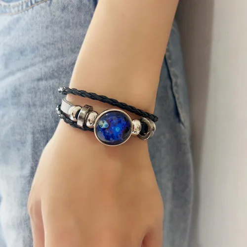 Miniatura 4 de ZZ ZINFANDEL Pulsera de espíritu de signos del zodiaco, 12 constelaciones hechas a mano con cuentas tejidas multicapa de cuero ajustable, accesorios