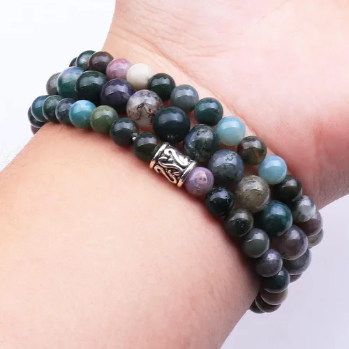 Miniatura 6 de UEUC 7 - Brazalete curativo de 7 chakras de hematita para mujer, juego de brazalete difusor con dije de flor de loto para yoga o reiki, brazalete