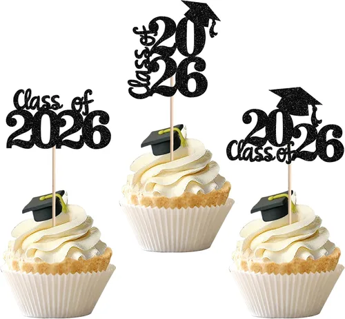Miniatura 38 de 1 pieza de decoración para pastel de clase 2025 con purpurina, tapa de graduación 2025, decoración de pastel de felicitaciones para 2025, decoración