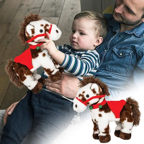 Miniatura 2 de Spotted - Juguete de caballo animado de Navidad, figuras de caballo interactivas de felpa con sonido, cola de cabeza moviendo, caballo que camina