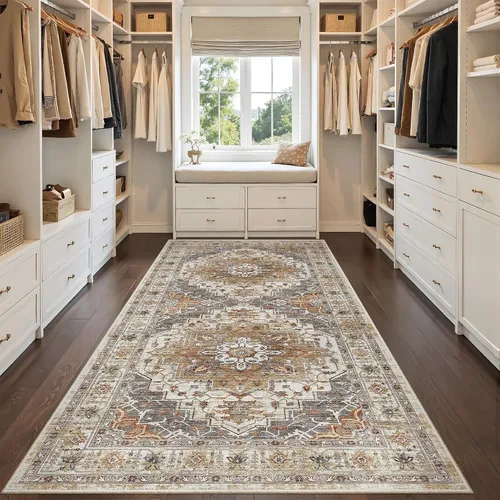 Miniatura 633 de Madane Tapete lavable de 2 x 10 pies para pasillo, cocina, recibidor, clásico, suave, antideslizante para interiores, casa de campo, baño, sala