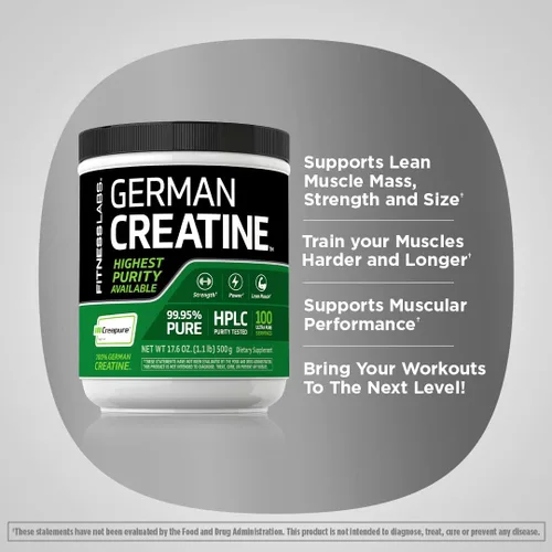 Miniatura 4 de Fitness Labs Monohidrato de Creatina Alemán en Polvo 500 Gramos Suplemento Fitness Creapure 100 Porciones
