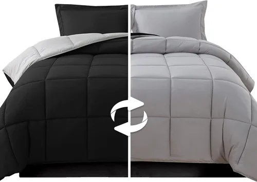 Miniatura 14 de Elegant Comfort Juego de edredón reversible de 3 piezas, acogedor para todas las estaciones, alternativo de plumón suave, acolchado, cosido en caja