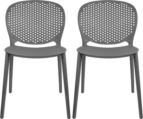 Miniatura 27 de 2xhome Juego de 2 sillas de comedor para patio Silla auxiliar moderna apilable para piscina al aire libre Plástico resistente a la intemperie