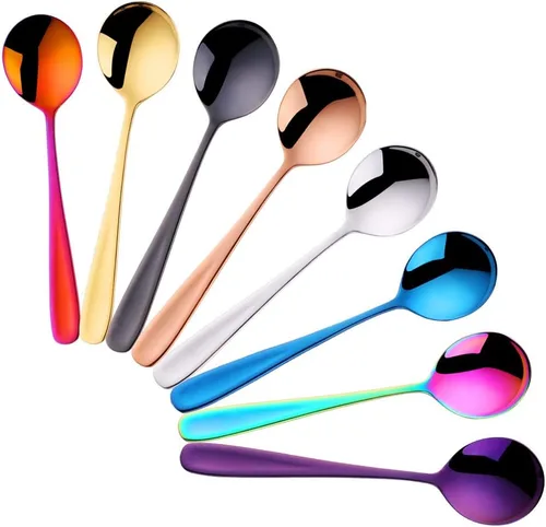 Miniatura 12 de 8-Piece Stainless Steel Table Spoons, 7 Inch Soup Spoons for Cereal, Dessert, Soup, Coffee & Tea(black）