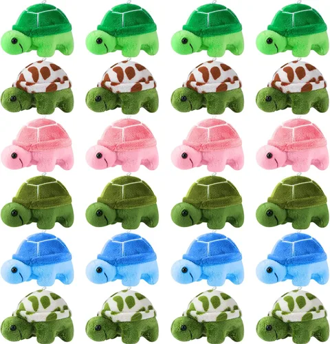 Miniatura 10 de HyDren 24 piezas de juguete de tortuga pequeña de peluche a granel, tortuga marina suave de peluche, tortuga adorable de peluche, juguete