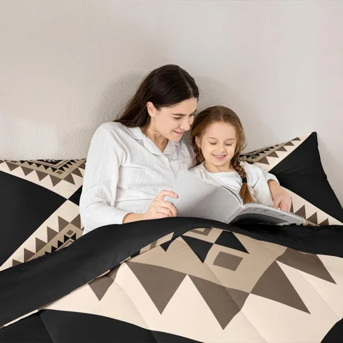 Miniatura 5 de Erosebridal Juegos de Ropa de Cama Individual Abstractos Negro Beige para Adultos Mujeres Hombres Juego de Edredón Moderno Boho Occidental Azteca