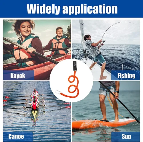 Miniatura 6 de Correa de remo para kayak, correa de caña de kayak, cordón elástico en espiral, accesorios de pesca para kayak y remos Naranja -1 paquete