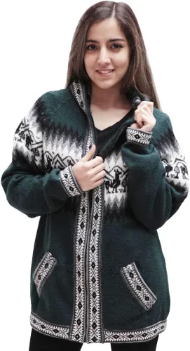 Miniatura 2 de Little Llamas Chaqueta Sudadera con Capucha de Lana de Alpaca Tejida