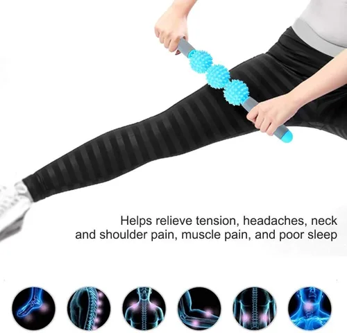 Miniatura 6 de Muscle Roller Stick - Barra de masaje para celulitis para espalda, brazos, hombros, piernas (azul)