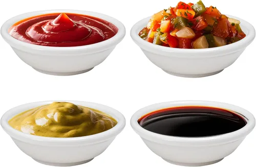 Miniatura 7 de Vikko Mini cuencos blancos, juego de 6 tazas de porcelana para salsa, cuencos para preparar cocinar, cuencos redondos apilables para especias, mini