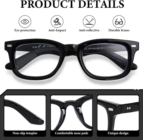 Miniatura 3 de Lentes de lectura para mujer, cuadrados, con bloqueo de luz azul, antifatiga ocular, lentes para computadora