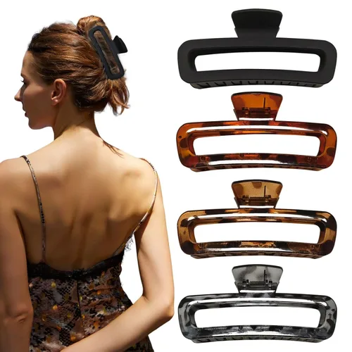 Miniatura 16 de Pinzas para el cabello de 5 pulgadas, irrompibles, cuadradas, rectangulares, color neutro, para cabello grueso y rizado, largo, para mujeres, A 5
