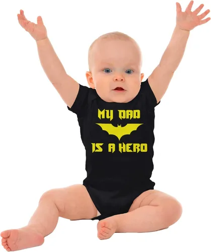 Miniatura 3 de Brisco Brands My Dad is a Hero Superhero Bat - Mameluco para niños o niñas