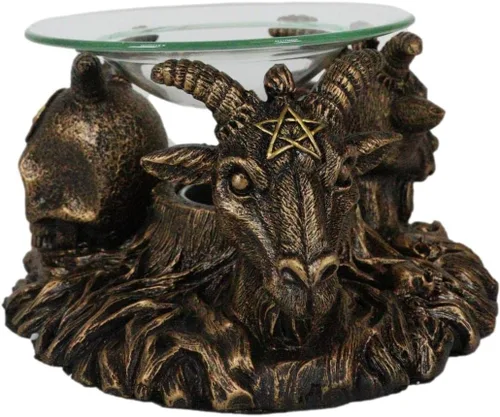 Miniatura 4 de Ebros Gift Paranormal Pagano Oculto Wicca Baphomet Sabbatic Cabras y Cráneo Demonio Imp Vela Quemador de Aceite Calor Calentador de Tarta Aroma