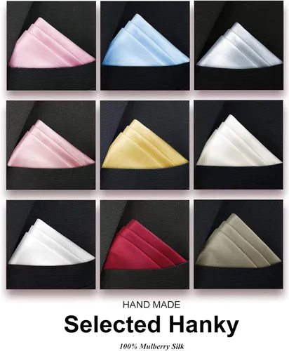 Miniatura 7 de Selected Hanky 100% Pure Silk Pocket Square Solid
