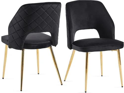 Miniatura 12 de NORDICANA Juego de 2 sillas de comedor modernas, sillas acentuadas tapizadas en beige bouclé con patas doradas de metal, sillas laterales