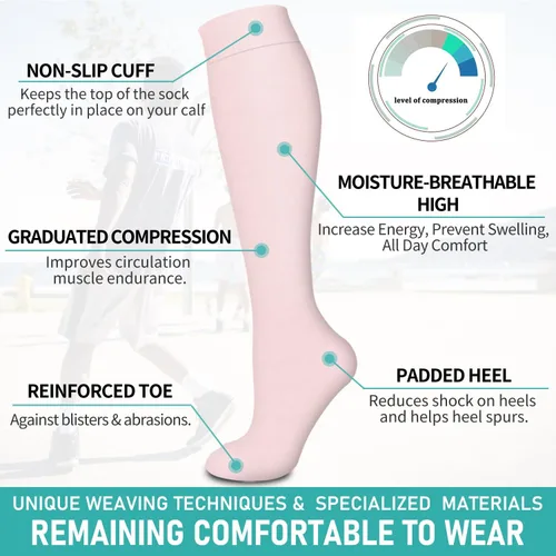 Miniatura 5 de Paquete de 4 calcetines de compresión para mujeres y hombres, el mejor apoyo para médicos, correr, enfermería, atletismo
