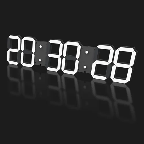 Miniatura 8 de CHKOSDA Reloj de pared digital LED 3D de 17 pulgadas con control remoto 164ft Visibility, Adjustable Brightness, Timer, 12/24 Hr Time, Date &