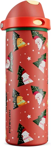 Miniatura 49 de POWCAN - Botella de agua aislada, 24 oz, tapa 2 en 1, boquilla de botón, popote abatible, a prueba de fugas, acero inoxidable, para portavasos