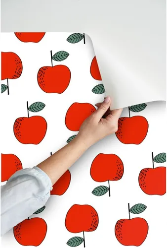 Miniatura 3 de Despegar y pegar papel tapiz muestra – Manzanas rojas niños dulces frutas frutas linda comida blanco verano otoño profesor papel pintado