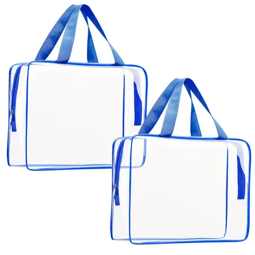 Miniatura 28 de Kit de 3 piezas de bolsas de artículos de aseo de viaje de PVC cristalino para mujeres y hombres, organizador de embalaje de vinilo impermeable