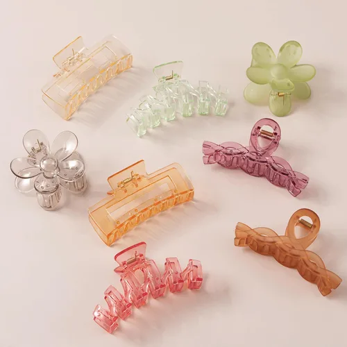 Miniatura 8 de Sunolga 8 pinzas para cabello para mujer, pinzas de garra con forma de flor para cabello grueso, accesorios para cabello antideslizantes