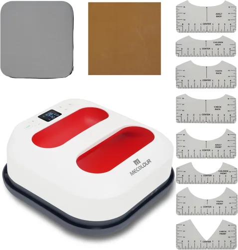 Miniatura 9 de MECOLOUR Máquina de prensa de calor para camisetas, prensa de calor portátil de 9 x 9 pulgadas con alfombrilla de prensa de calor, teflón de PTFE