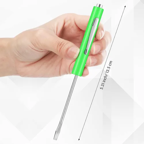 Miniatura 3 de Shimeyao Juego de 20 destornilladores de cabeza plana de bolsillo, pequeños destornilladores magnéticos de bolsillo, mini clips a granel, Verde