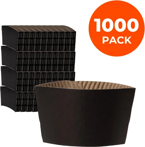 Miniatura 2 de FMP Brands Paquete de 1000 fundas para tazas de café de 8 onzas, fundas desechables para tazas calientes, fundas para tazas de café negras a granel