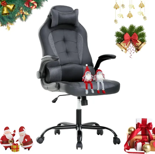 Miniatura 7 de Silla de videojuegos de respaldo alto, silla de computadora con reposacabezas y soporte lumbar, silla de computadora de altura ajustable, silla