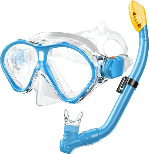 Miniatura 13 de Gintenco Juego de esnórquel para niños, máscara de buceo para niños como gafas de natación unisex, juego de máscara de buceo antivaho y esnórquel