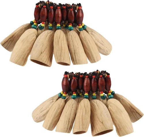 Miniatura 12 de Pulsera tobillera con sonajero de semillas de Cacho, 2 PCS pulsera africana shaker de cáscara de nuez, accesorios de percusión natural, instrumento
