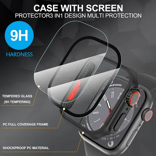 Miniatura 6 de Suoman para Apple Watch Protector de Pantalla de Vidrio Templado de 40 mm, [Aspecto Ultra] Funda Protectora Dura de PC para Todo el Contorno