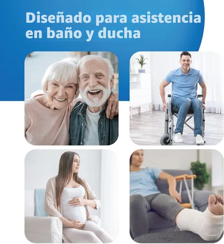 Miniatura 7 de Medline - Silla de ducha con asiento y reposabrazos acolchados y respaldo, taburete de ducha resistente para bañera, asiento de ducha antideslizante