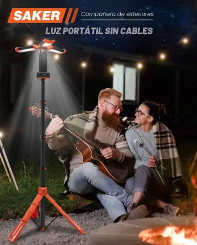Miniatura 4 de Saker Luz de campamento portátil con soporte de 73.2 pulgadas, luz de trabajo recargable de 800/3200 lúmenes, 4000/6500 K, linterna de emergencia