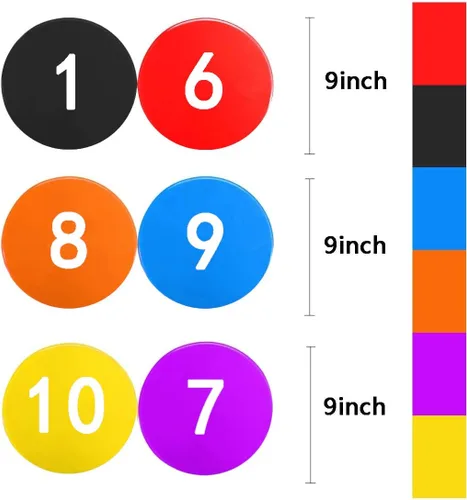 Miniatura 6 de Marcadores de punto numerados de polietileno – 10 puntos antideslizantes de 9 pulgadas (9.1 in) para entrenamiento deportivo, ejercicios